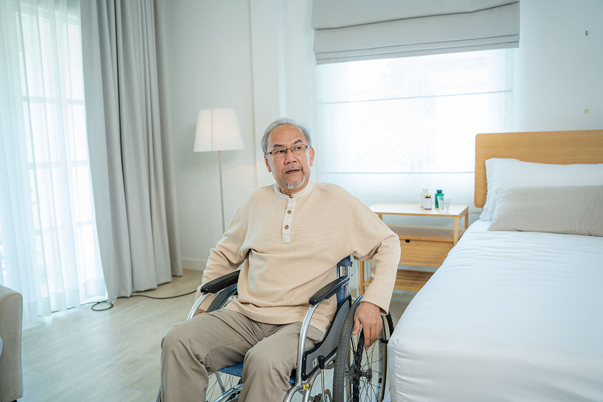 senior man are using wheelchair for motion